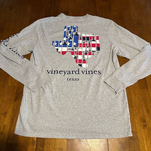 Vineyard Vines Mens Long Sleeve Graphic Print T Shirt Texas Theme Size M - Picture 2 of 9